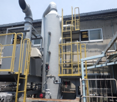 酸性排ガス処理と粉塵処理を兼ねた洗浄塔による局所排気装置